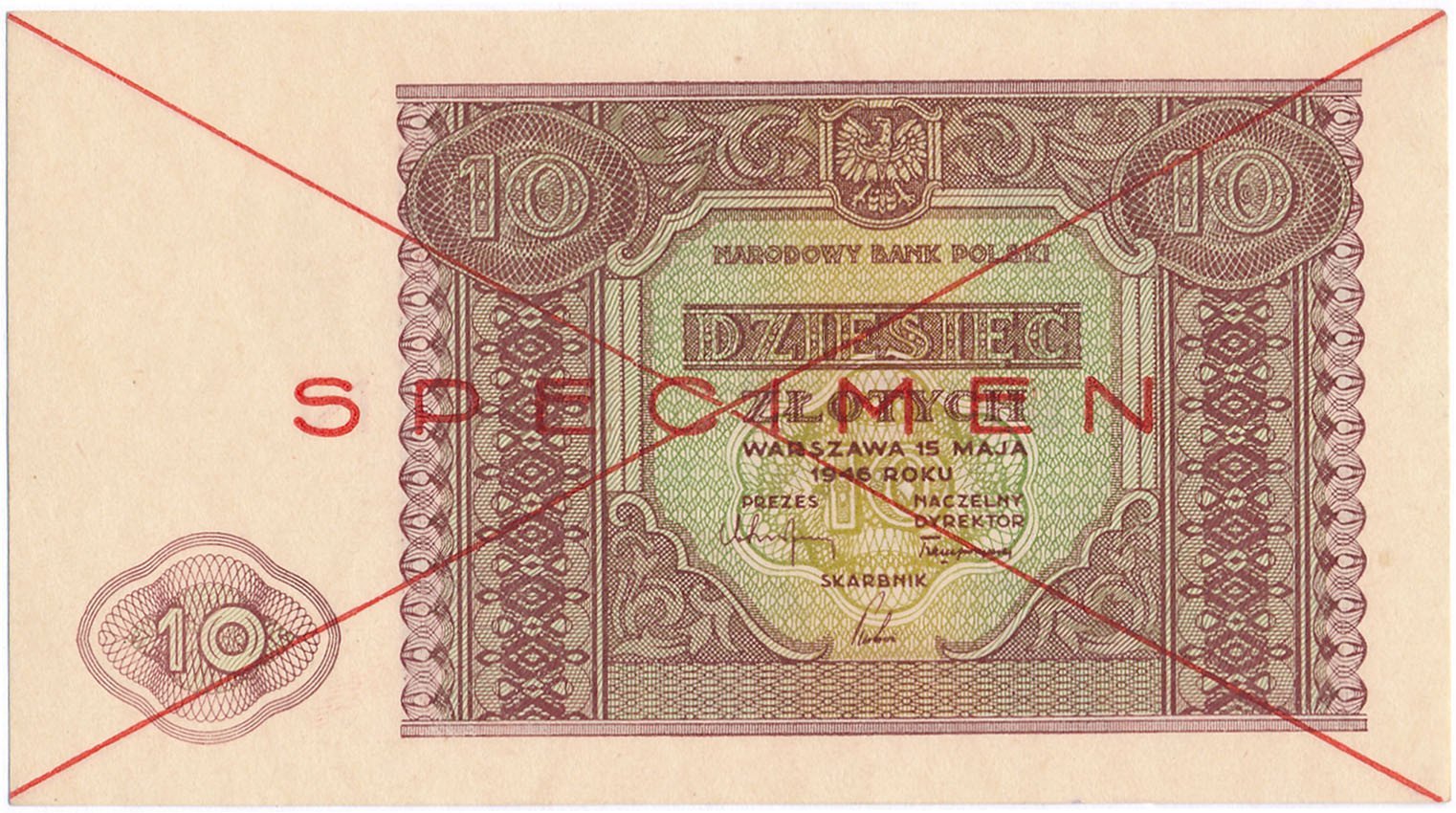Banknot. 10 złotych 1946 SPECIMEN
